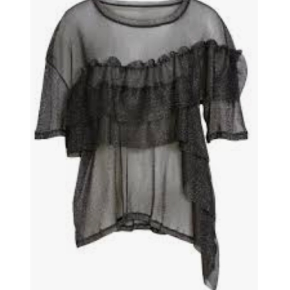 BP - Ruffle Black Metallic Mesh Tee - Picture 5 of 5